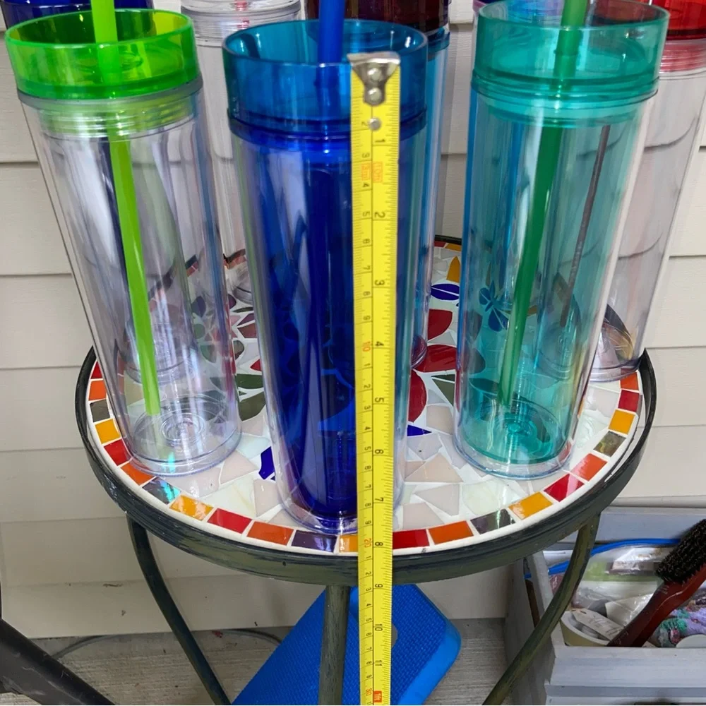 Mixed Brands of Colorful Tumbler w/9pcs. & Straws-Used w/Some Lite Wash & Wear